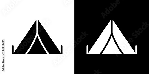 Tent icons vector set in solid flat style