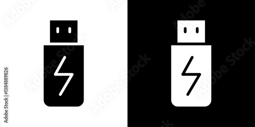 Usb icons vector set in solid flat style