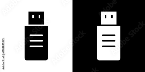 usb drive icons vector set in solid flat style