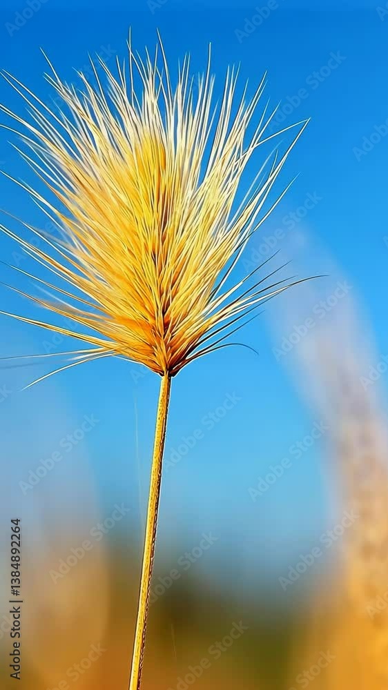 Golden grass stands against a clear blue sky capturing the beauty of nature during late afternoon in a serene landscape Golden grass stands against a clear blue sky capturing the beauty of nature during late afternoon in a serene landscape