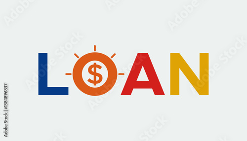 Colorful Loan Word Letter with Dollar Sign Symbol