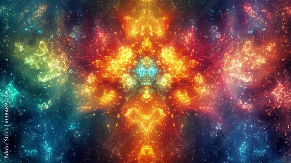 Fototapeta premium Colorful Abstract Design with Starburst and Galaxy Effects