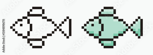 set fish pixel art icon vector illustration.