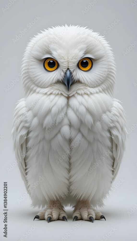 Obraz premium Majestic Snowy Owl Portrait: A Stunning Study in White Feathers and Intense Gaze
