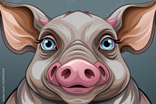 close up of pig face with detailed snout texture and skin realism