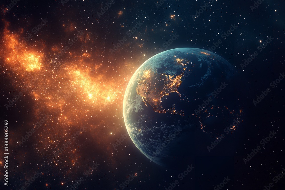 Obraz premium Planet with a spectacular, high-resolution shot taken in space. Generative Ai