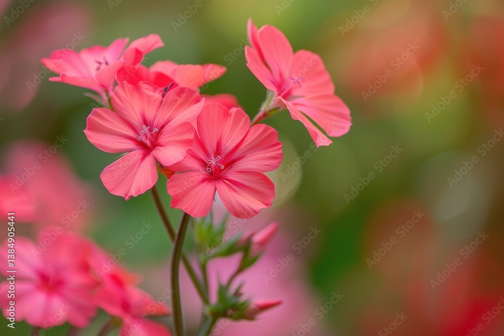 Bright pink flowers bloom in a sunny garden during spring, attracting bees and butterflies Bright pink flowers bloom in a sunny garden during spring, attracting bees and butterflies