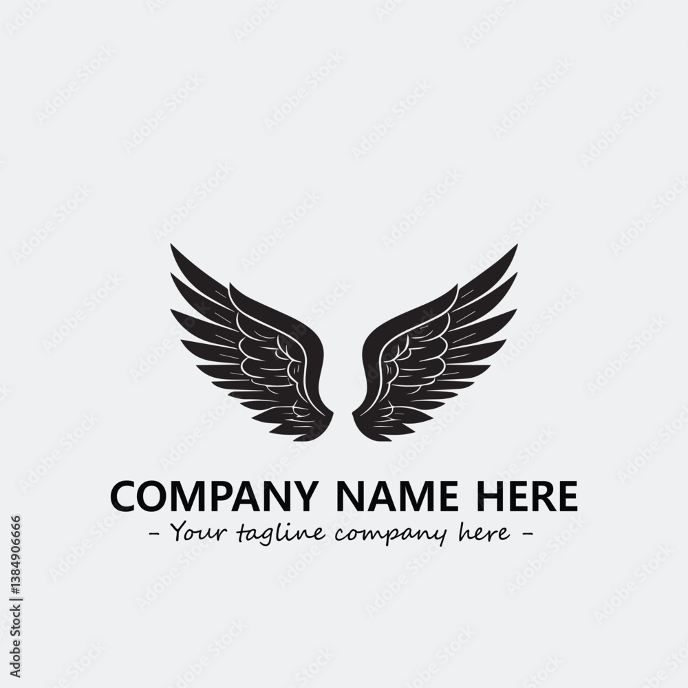 Obraz premium Wing illustration black and white for logo company vector image 