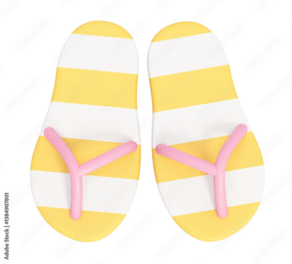 Fototapeta premium Cartoon flip flops isolated on transparent background. 3D illustration