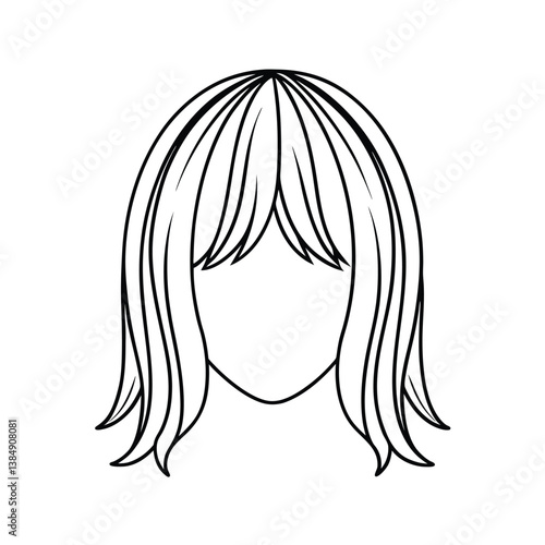 Curtain bangs hairstyles line art design