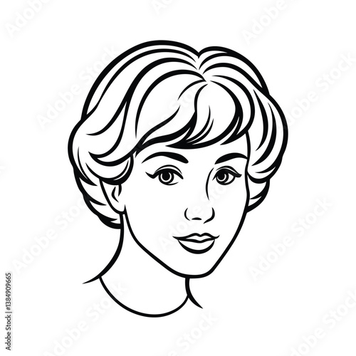 Pixie cut hairstyles line art design