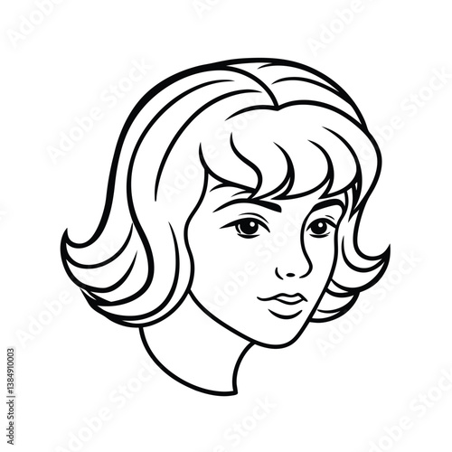 Side swept bangs hairstyles line art