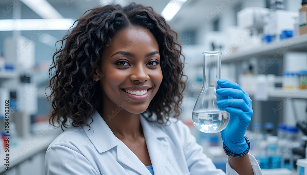 Scientist in Laboratory Holding Conical Flask with Clear Liquid – Biomedical Research and Innovation Concept Scientist in Laboratory Holding Conical Flask with Clear Liquid – Biomedical Research and Innovation Concept