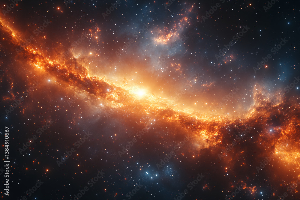 Naklejka premium Vibrant Cosmic Dream – Colorful Space Background with Nebula and Star Clusters