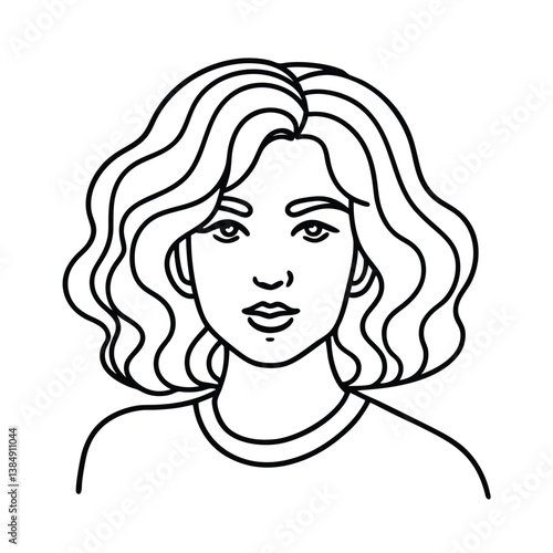 Wavy bob hairstyles line art design