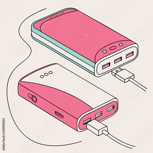Portable Chargers Connected for Quick Charging  