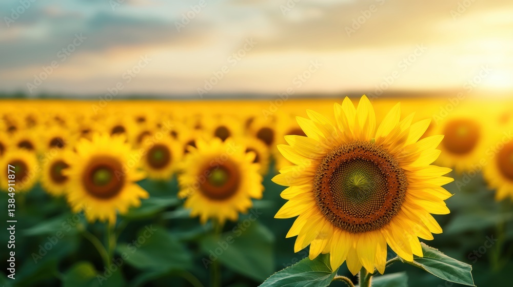 A vibrant field of sunflowers stretches towards the horizon, basking in warm sunlight, creating a serene and cheerful atmosphere. A vibrant field of sunflowers stretches towards the horizon, basking in warm sunlight, creating a serene and cheerful atmosphere.