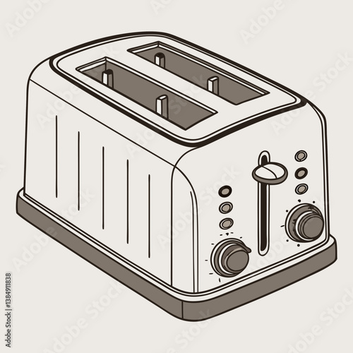 Vintage toaster illustration in muted colors representing kitchenware  