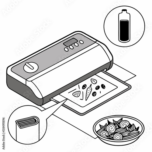 Vacuum Sealer Machine Creating Food Packaging for Freshness  