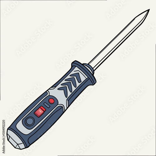 Electric knife illustration with ergonomic handle and blade  