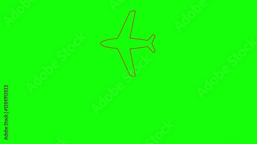 Wallpaper Mural Animated red the plane flies along trajectory. Linear symbol. Concept of airplane travel. Airplane flies from one place to another. Looped video. Line vector illustration isolated on green background. Torontodigital.ca