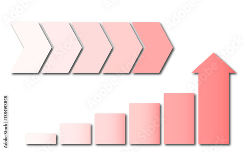 右肩上がりの棒グラフとシンプルな矢印のイラスト_12