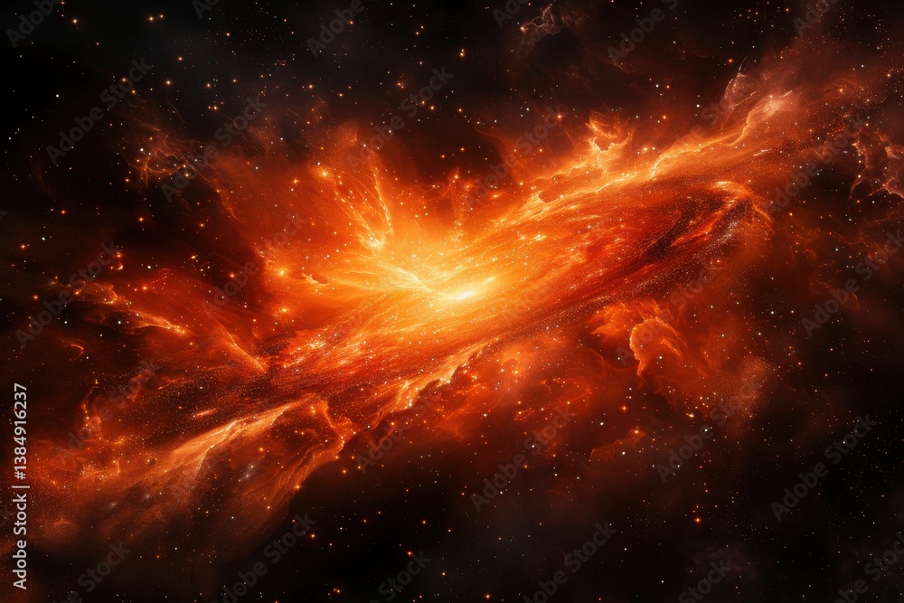Vivid spiral galaxy bursting with energy, showcasing swirling clouds of gas and brilliant stars Vivid spiral galaxy bursting with energy, showcasing swirling clouds of gas and brilliant stars
