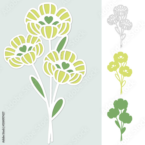 Flowers  bouquet svg, Layered papercut floral design for cricut