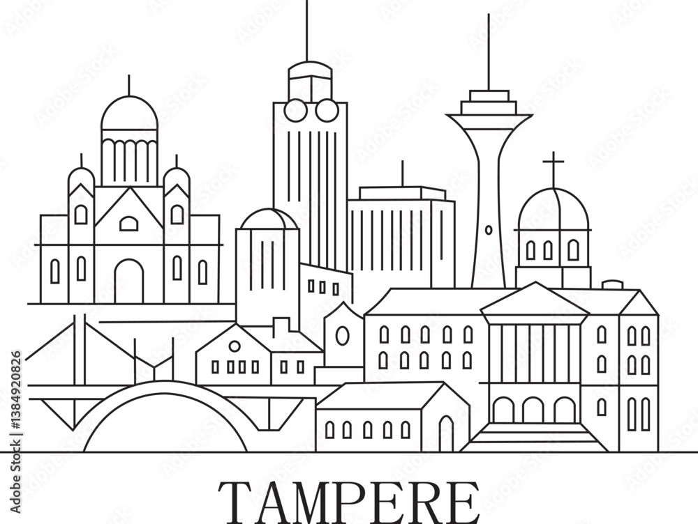Tampere City Line Draw Simple Minimalist Tampere City Line Draw Simple Minimalist