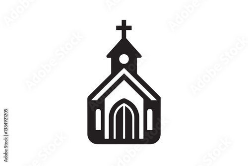 silhouette icon of a Church with no extra details, on a white background