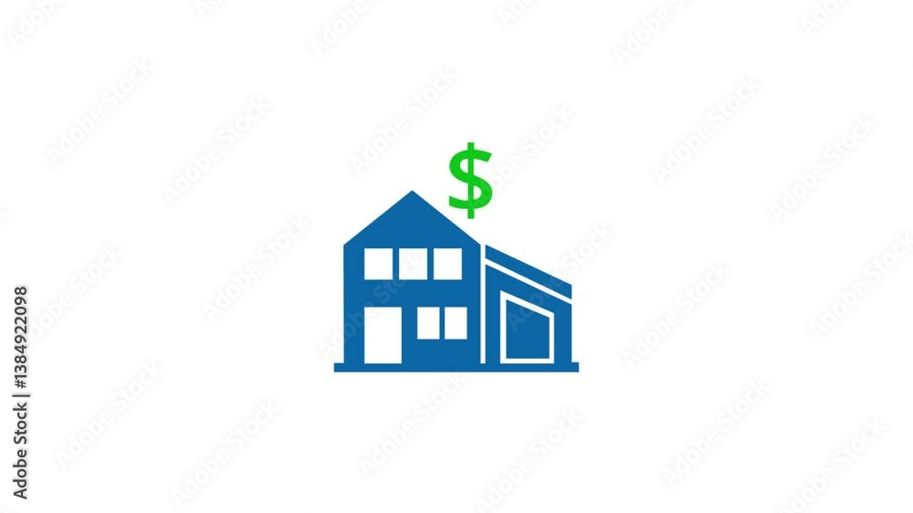 Bank icon sign. House with dollar symbol isolated on white background. Home and money concept. 4K Video Bank icon sign. House with dollar symbol isolated on white background. Home and money concept. 4K Video