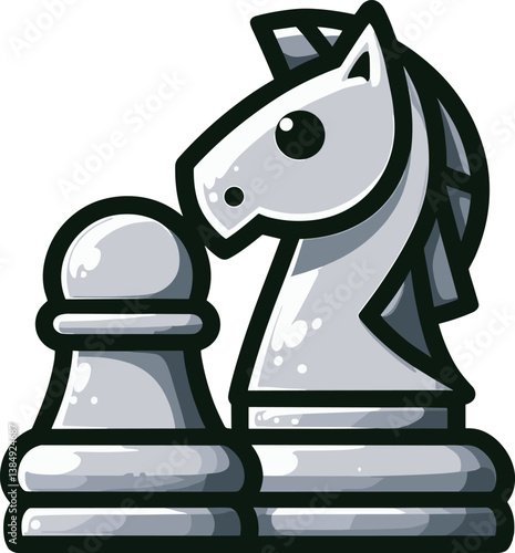 チェスのポーンとナイトの駒のイラスト
