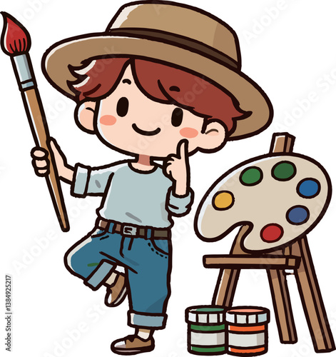 筆を持った画家のイラスト
