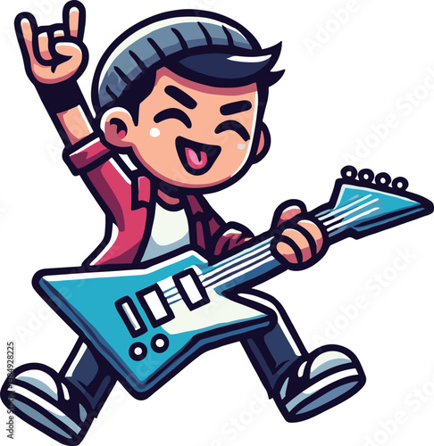 ギタリストの男性のイラスト
