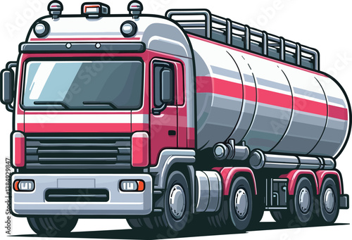 赤いタンクローリー車のイラスト

