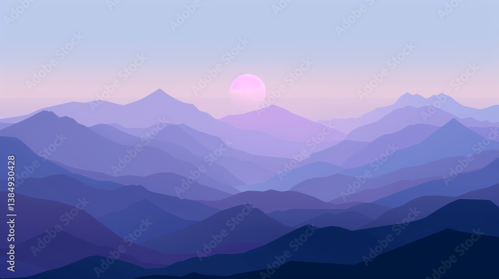 Fototapeta premium Serene Sunset Over Misty Mountains