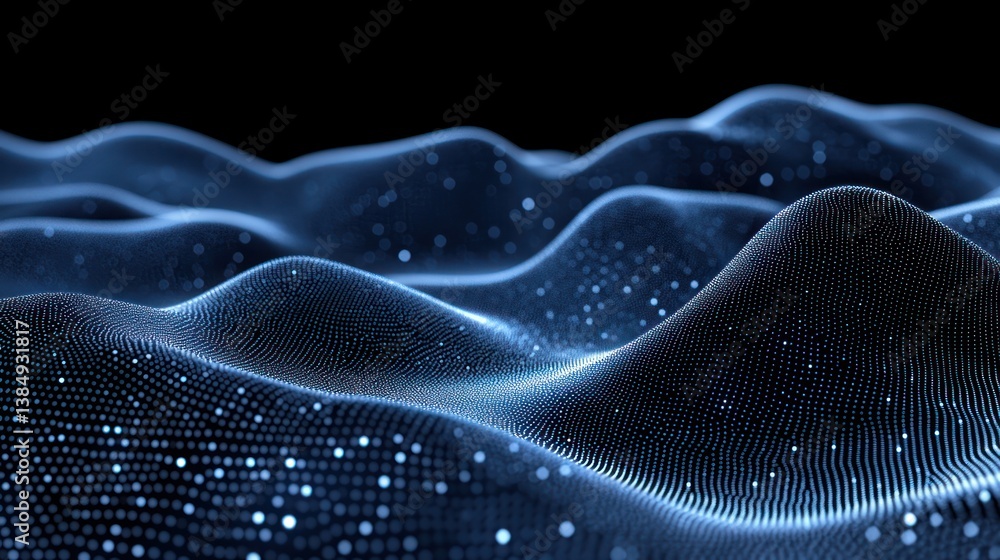 Abstract digital landscape of interconnected glowing particles. Abstract digital landscape of interconnected glowing particles.