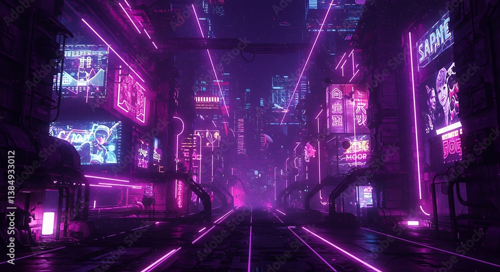 Obraz premium Neon Dreamscape AI Generated