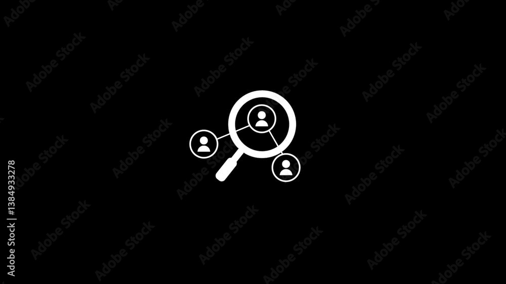 Search user magnifying sign on black background . Search profile animated icon. Find person 4k video. Search user magnifying sign on black background . Search profile animated icon. Find person 4k video.