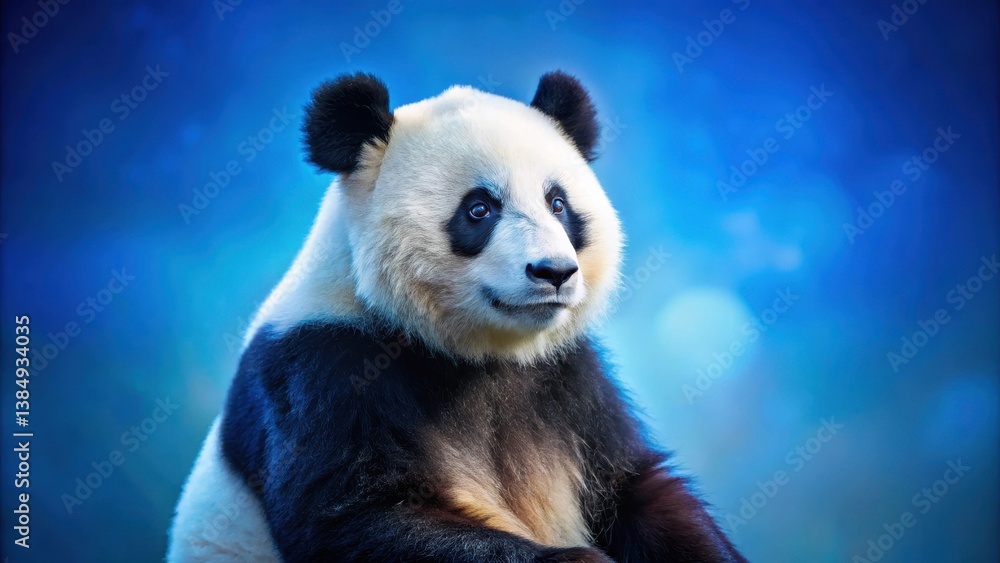 Obraz premium A Majestic Giant Panda, Serene and Calm Against a Vibrant Azure Sky