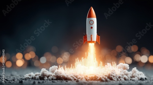 Wallpaper Mural Rocket Launch with Sound Waves and Blurry Background Effects Torontodigital.ca