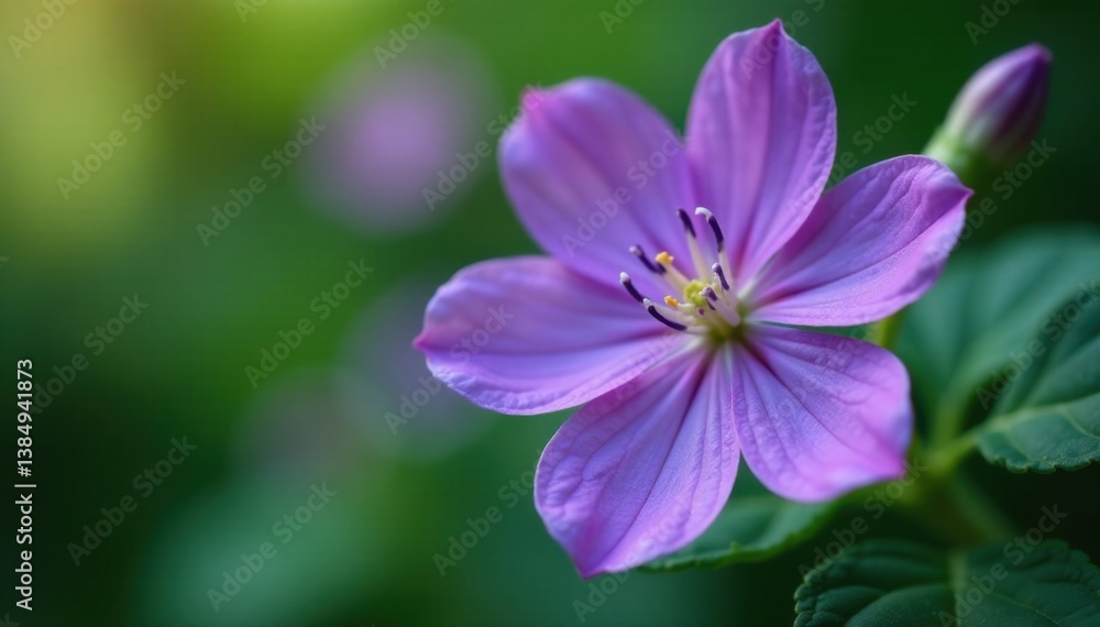 Close-up of delicate violet flower details with intricate leaf patterns, close-up, floral details, nature Close-up of delicate violet flower details with intricate leaf patterns, close-up, floral details, nature