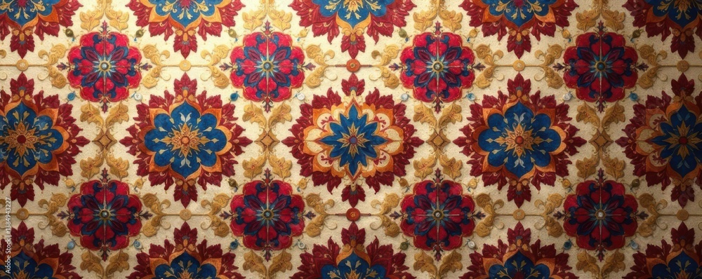 Damask pattern with geometric shapes in rich colors, featuring a subtle floral motif on a luxurious fabric backdrop, decorative accents, geometric shapes Damask pattern with geometric shapes in rich colors, featuring a subtle floral motif on a luxurious fabric backdrop, decorative accents, geometric shapes