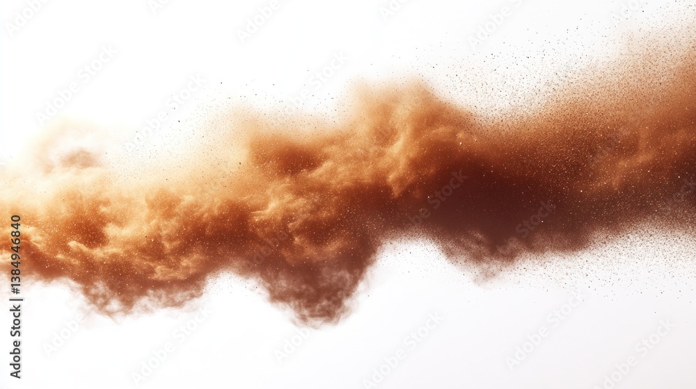 Abstract brown dust cloud explosion isolated on white Abstract brown dust cloud explosion isolated on white