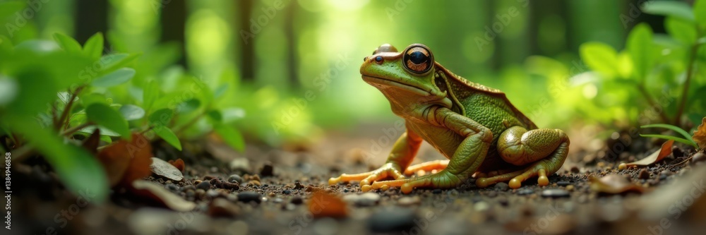 Fototapeta premium Frog legs on a forest path , forest, hiking