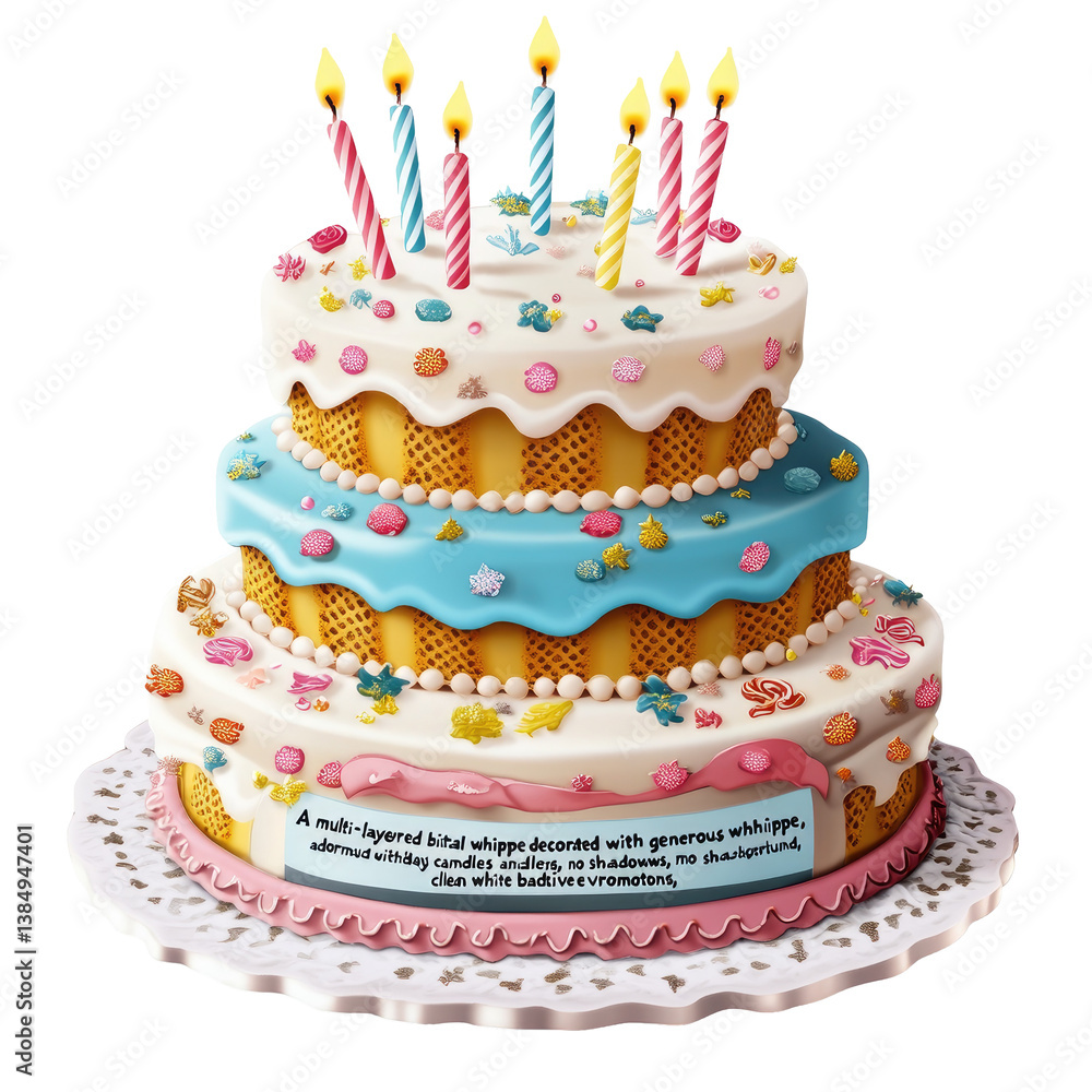 Multi-Layered Birthday Cake on transparent background Multi-Layered Birthday Cake on transparent background