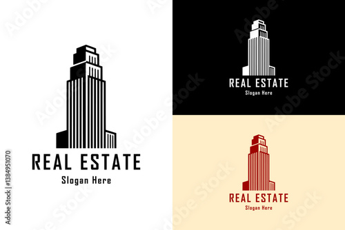 illustration of skyscraper tower two tone design, icon, vector, logo for real estate, apartment, flat, property firm, construction, tourism, hotel booking, rent a room, builder, and more