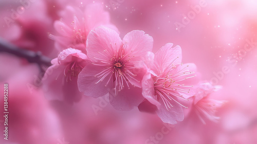 Wallpaper Mural Beautiful pink cherry blossoms soft focus, creating serene and dreamy atmosphere. delicate petals and gentle hues evoke feelings of spring Torontodigital.ca