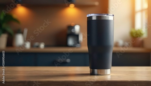 Obraz na płótnie Large capacity travel mug, stainless steel, matte finish , grey, stainless steel, metal w salonie