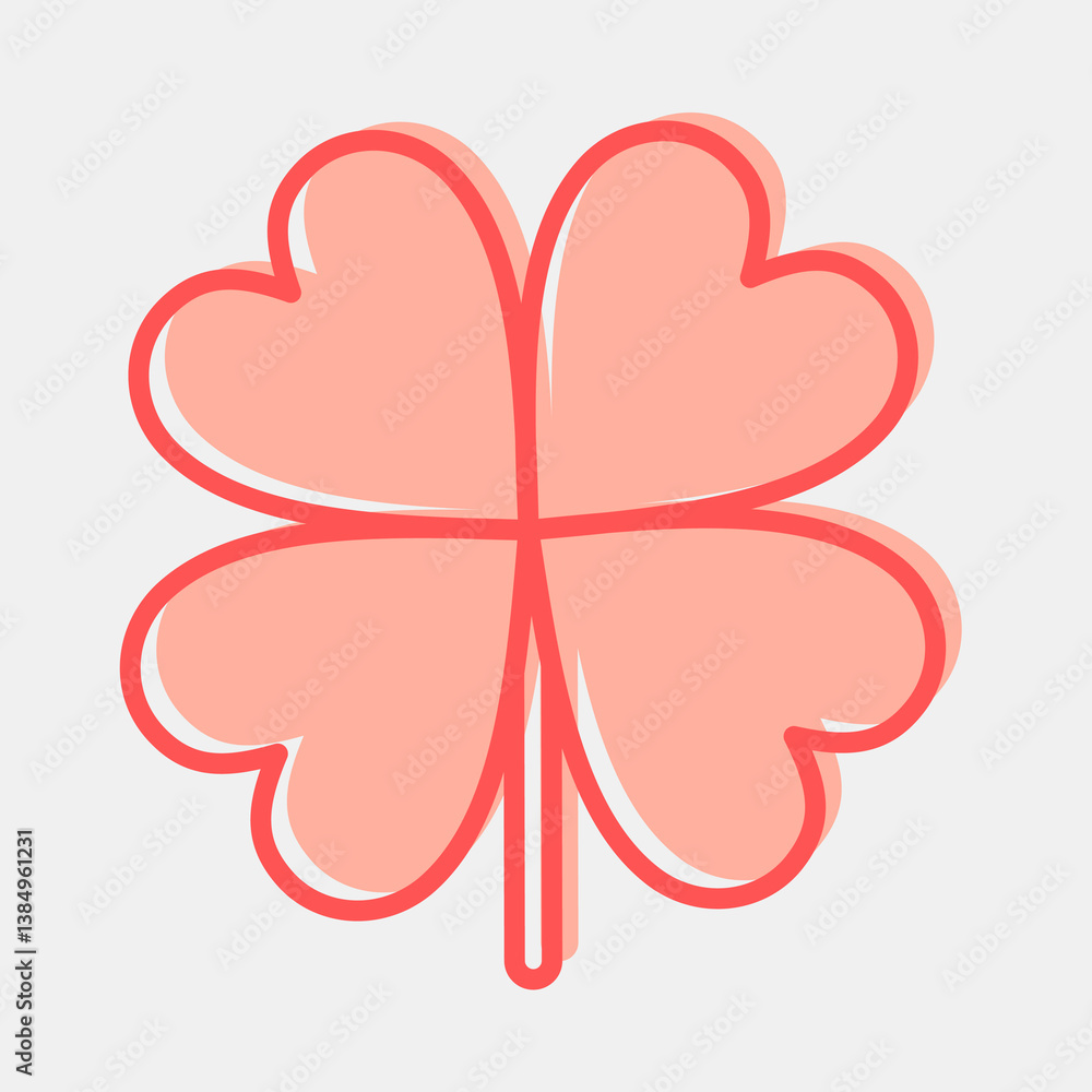 Icon clover. Plant leaves elements. Icon in two tone style. Icon clover. Plant leaves elements. Icon in two tone style.